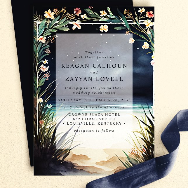 Invitation Scène de plage nocturne de mariage (Créateur téléchargé)