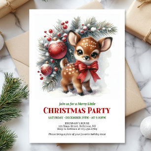 Invitation Scène d'hiver de cerf bébé cosy aquarelle imprimab