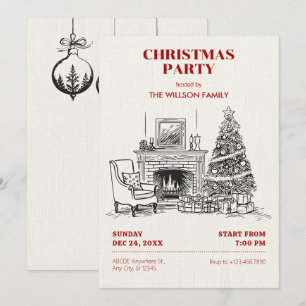 Invitation Scène d'intérieur cosy de Noël