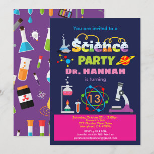 Invitation Science anniversaire laboratoire de fête pour fill