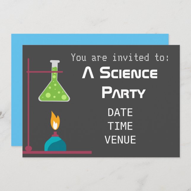 Invitation Science partie chimie expériences Parti (Devant / Derrière)