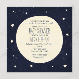 Invitation Scintille Petite Étoile Ciel Étoilé & Lune Baby Sh