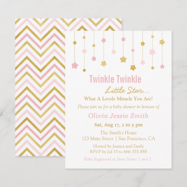 Invitation Scintillement de scintillement de rose d'or de (Devant / Derrière)