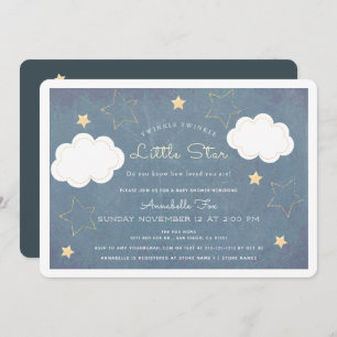 Invitation Scintillement peu de baby shower bleu de tableau