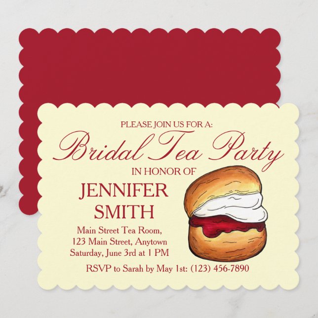 Invitation Scone Jam Cream Wedding shower Tea Party (Devant / Derrière)