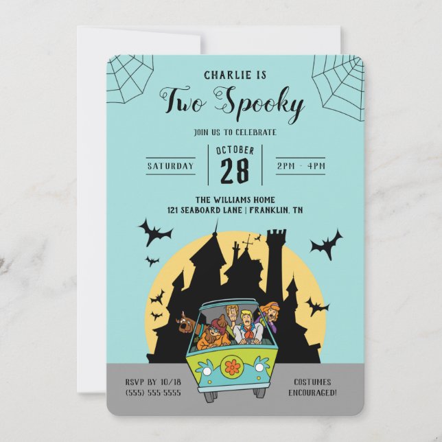 Invitation Scooby-Doo | Deux Anniversaire d'Halloween Éffraya (Devant)