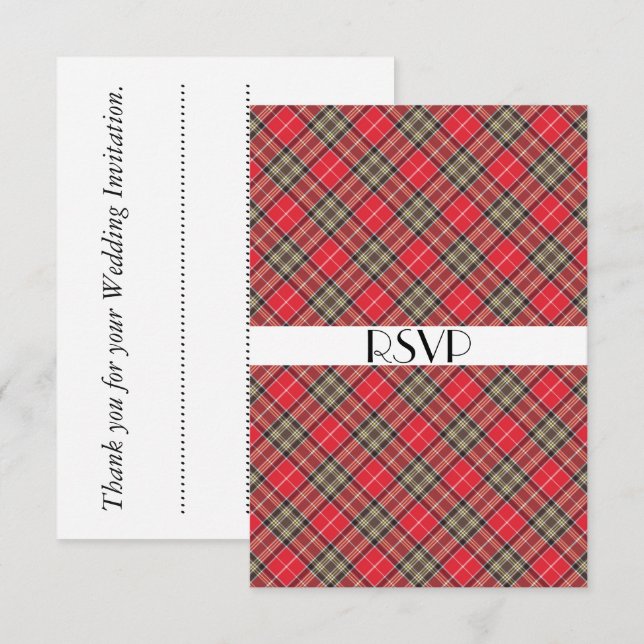 Invitation Scottish Tartan Plaid Theme Celebration Party RSVP (Devant / Derrière)