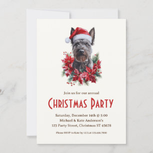Invitation Scottish Terrier à Santa Hat Chien Noël