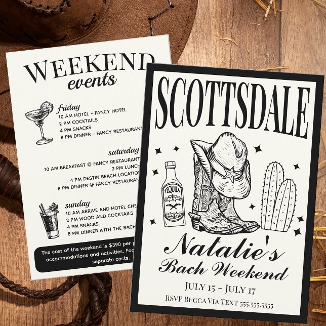 Invitation Scottsdale Bachelorette Social Cocktail Itinéraire (Créateur téléchargé)