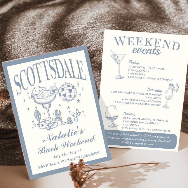 Invitation Scottsdale Bachelorette Social Cocktail Itinéraire (Créateur téléchargé)