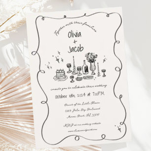Invitation Scribble à la main Squiggle Fun Bow Mariage