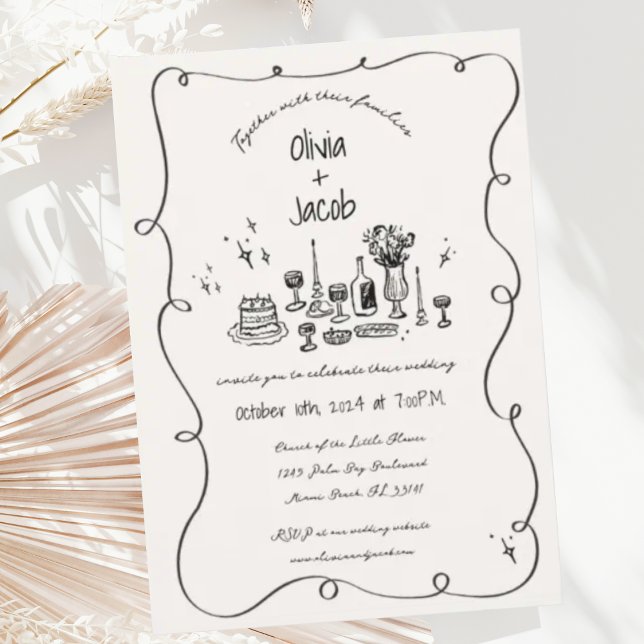 Invitation Scribble à la main Squiggle Fun Bow Mariage (Créateur téléchargé)