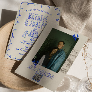 Invitation Scribble à main Quirky QR Code Mariage photo