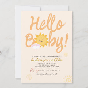 Invitation Script baby shower Sunshine Simple Moderne élégant