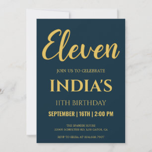 Invitation Script bleu et or 11e anniversaire de la Marine
