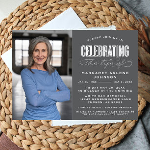 INVITATION SCRIPT BOLD MODERNE CÉLÉBRATION FUNÉRALE DE LA VIE