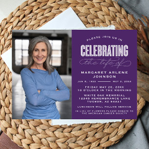 INVITATION SCRIPT BOLD MODERNE CÉLÉBRATION FUNÉRALE DE LA VIE