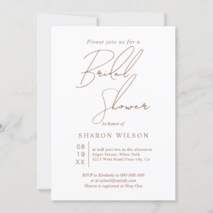 Invitation Script calligraphie moka et douche blanche nuptial