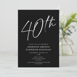 Invitation Script chic moderne Quarantième anniversaire 40e f
