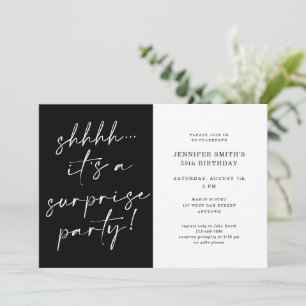 Invitation Script Chic Moderne Shhh Surprise Anniversaire Fêt
