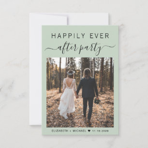 Invitation Script Chic Photo Sage Green Wedding Réception