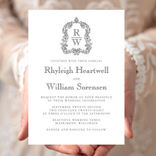 Invitation Script classique de courroie de charbon de bois et