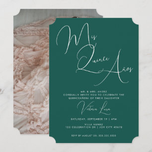 Invitation Script classique Emerald Green Anniversaire quince