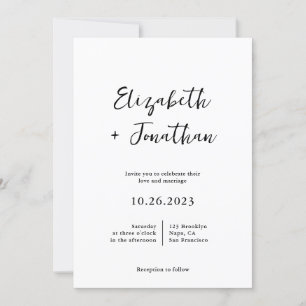 Invitation Script classique moderne Photo Mariage simple