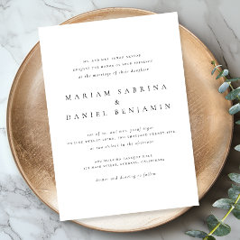 Invitation Script classique simple Mariage noir et blanc