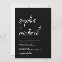 Invitation Script contemporain élégant Mariage noir blanc