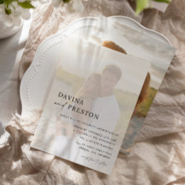 Invitation Script contemporain moderne deux Mariage photo