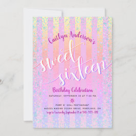 Invitation Script d'anniversaire de l'ombre arc-en-ciel rose