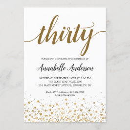 Invitation Script de 30e anniversaire Confetti d'or moderne