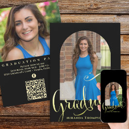 Invitation Script de calligraphie de photo noir Arche or noir