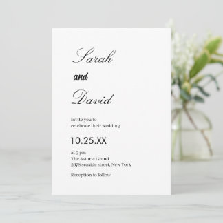 Invitation Script de calligraphie mariage en noir et blanc te