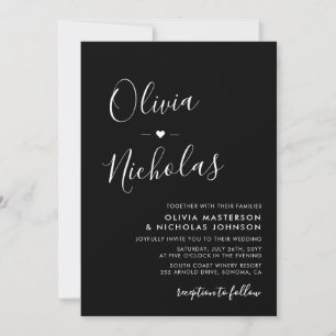 Invitation Script de calligraphie moderne Monogramme Mariage 
