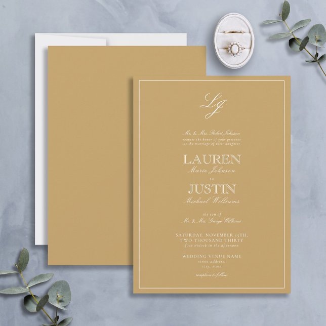 Invitation Script de calligraphie or classique Monogramme Mar (Créateur téléchargé)