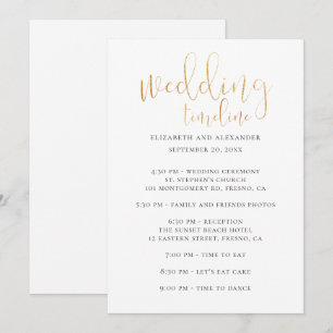 Invitation Script de chronologie de la fête de mariage. Calli