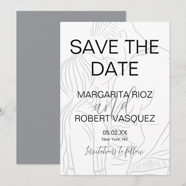 Invitation Script de couple mignon pour la sauvegarde de la d (Devant / Derrière)