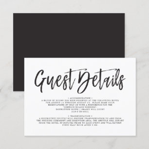 Invitation Script de danse noir  Détails de l'invité Mariage 