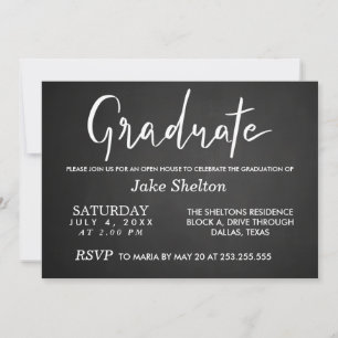 Invitation Script de graduation Chalkboard Open House