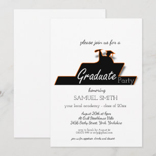 Invitation Script de Graduation moderne Défilement noir et bl
