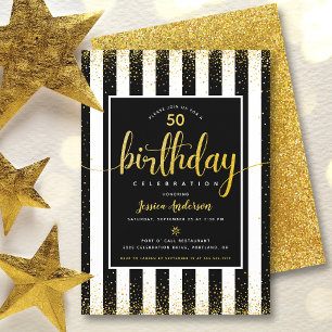 Invitation Script de parties scintillant d'or d'anniversaire