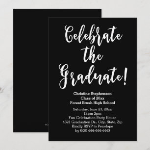 Invitation Script de pinceau blanc Célébrer la fête de gradua