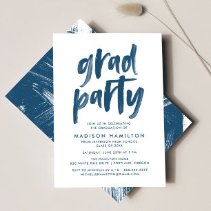 Invitation Script de pinceau moderne Marine Graduation Party