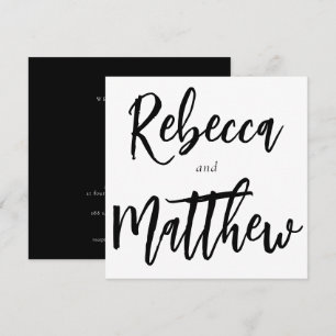Invitation Script de pinceau noir moderne Grand Noms Mariage