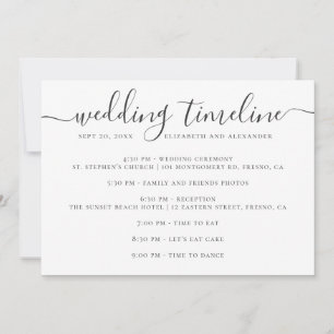 Invitation Script de timeline de mariage noir et blanc