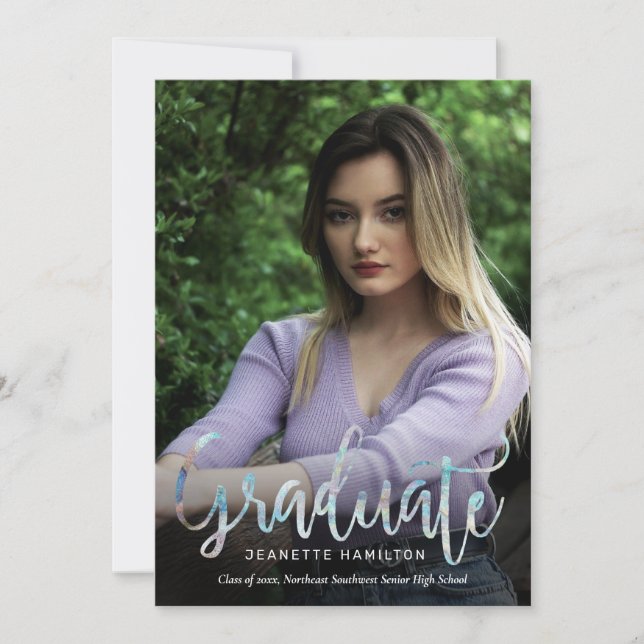 Invitation Script de typographie décontracté 2-Photo Graduati (Devant)