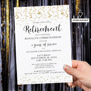 Invitation Script des Streamers Gold Confetti de la partie de