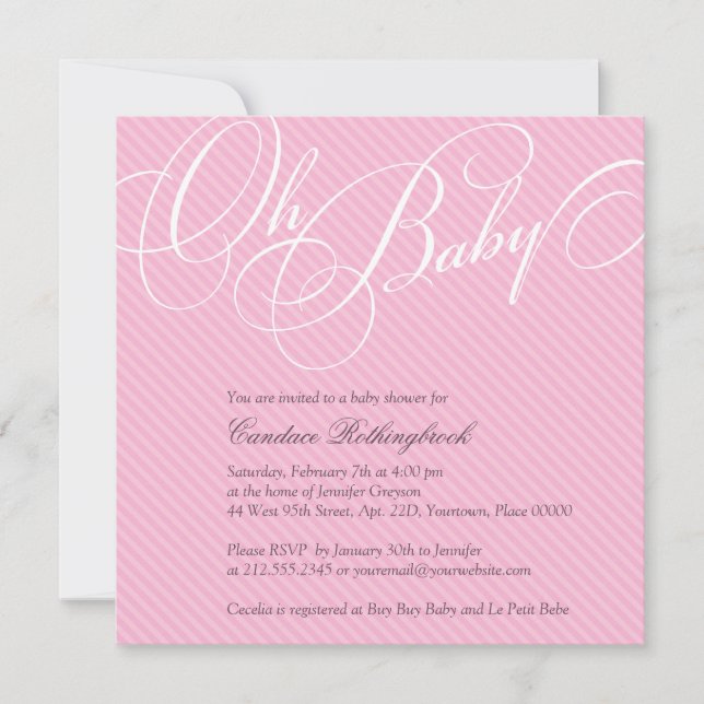 Invitation Script Diagonals dans l'invitation au Baby shower  (Devant)